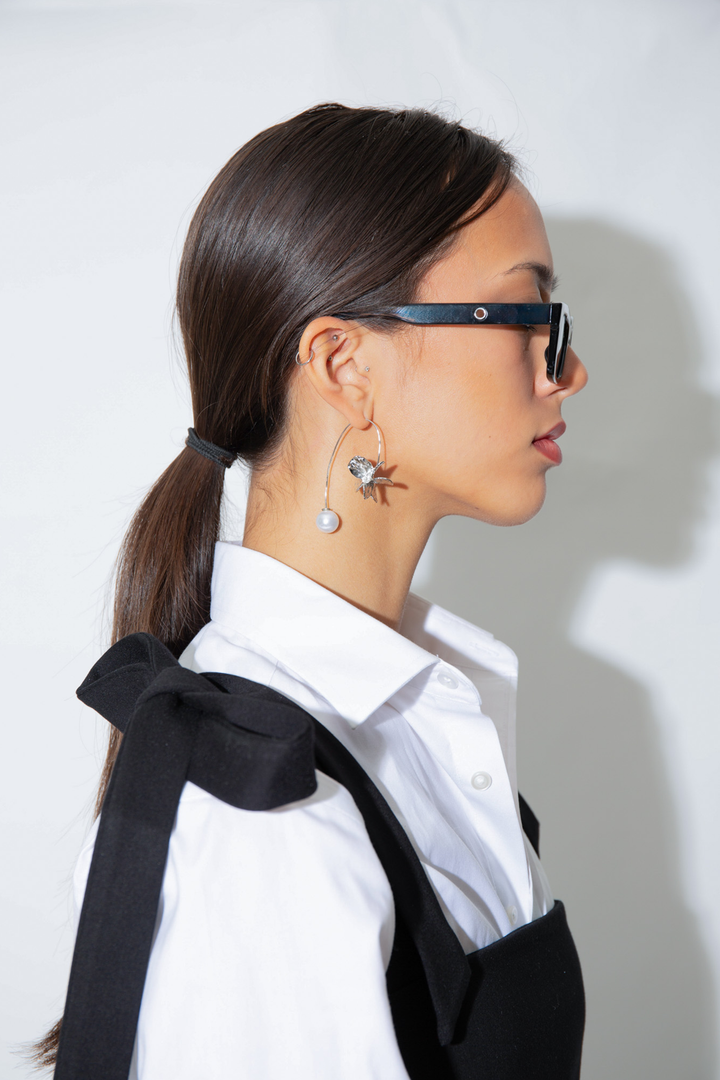 Orchid Drop Earrings - Silver