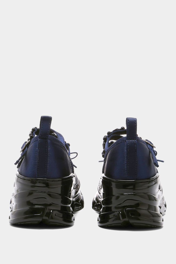 Ballet Sneakers - Navy Blue with Pearls