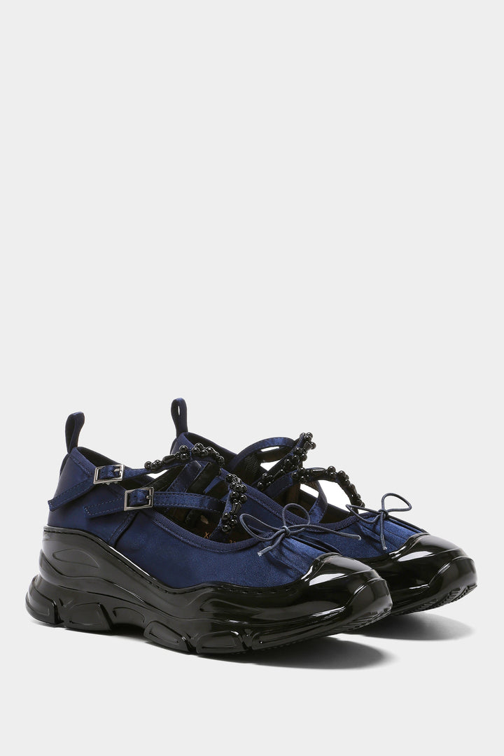 Ballet Sneakers - Navy Blue with Pearls