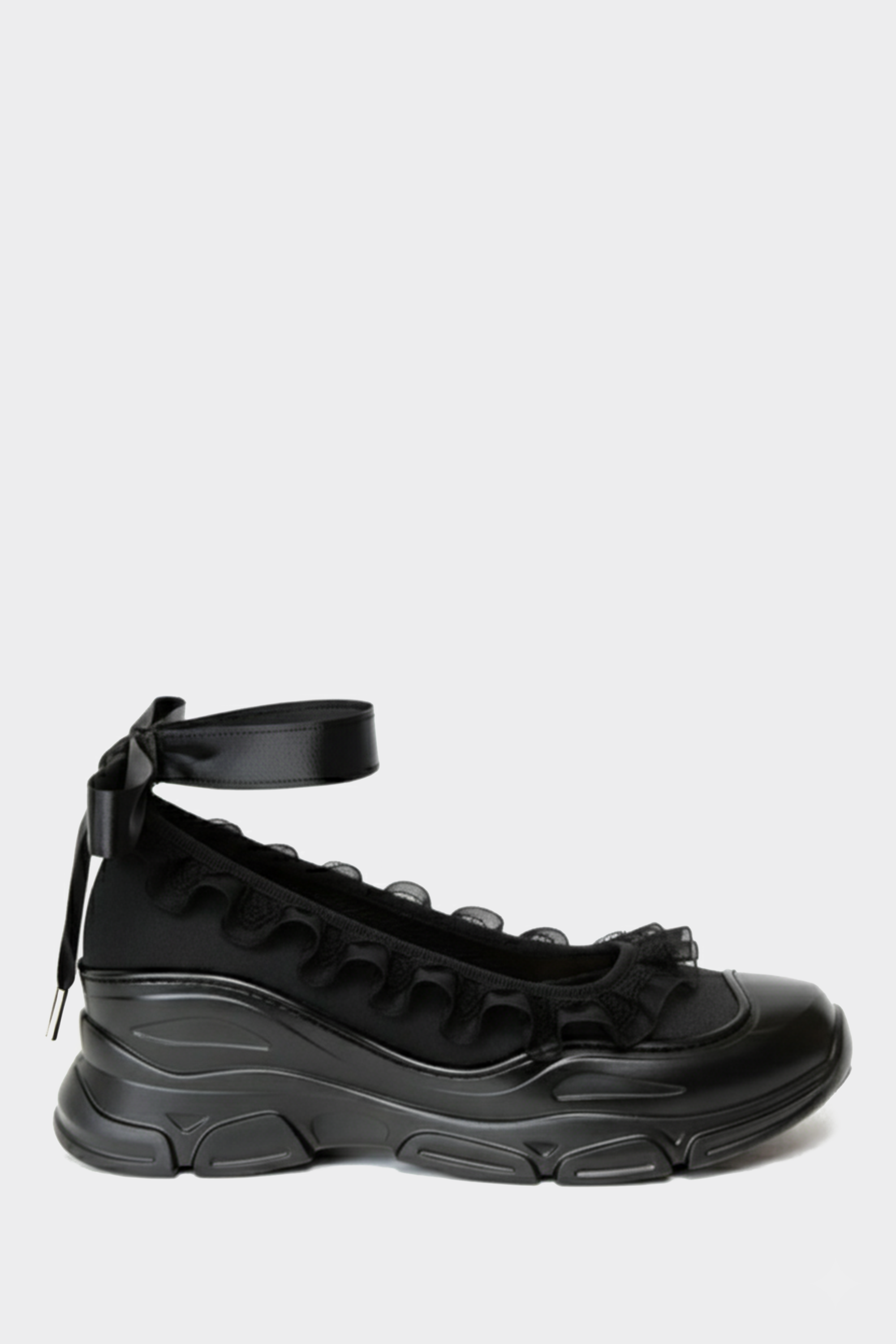 Sweetheart Ballet Sneakers - Black Satin