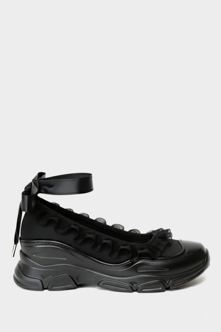 Sweetheart Ballet Sneakers - Black Satin