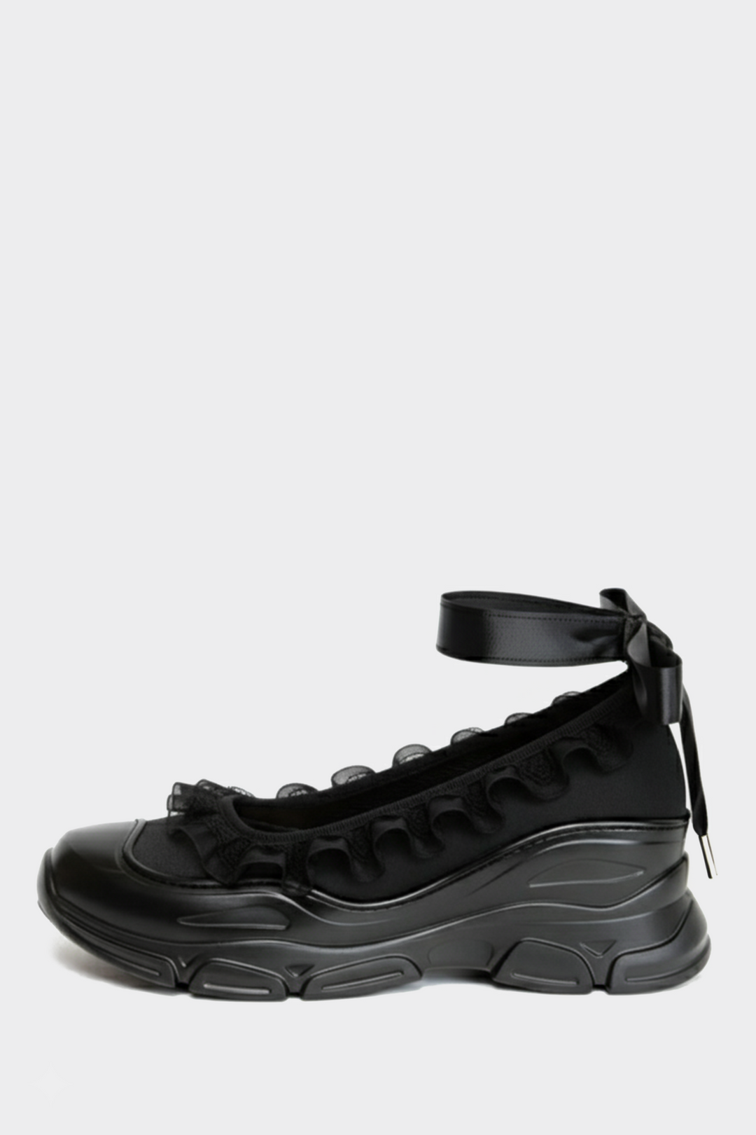 Sweetheart Ballet Sneakers - Black Satin