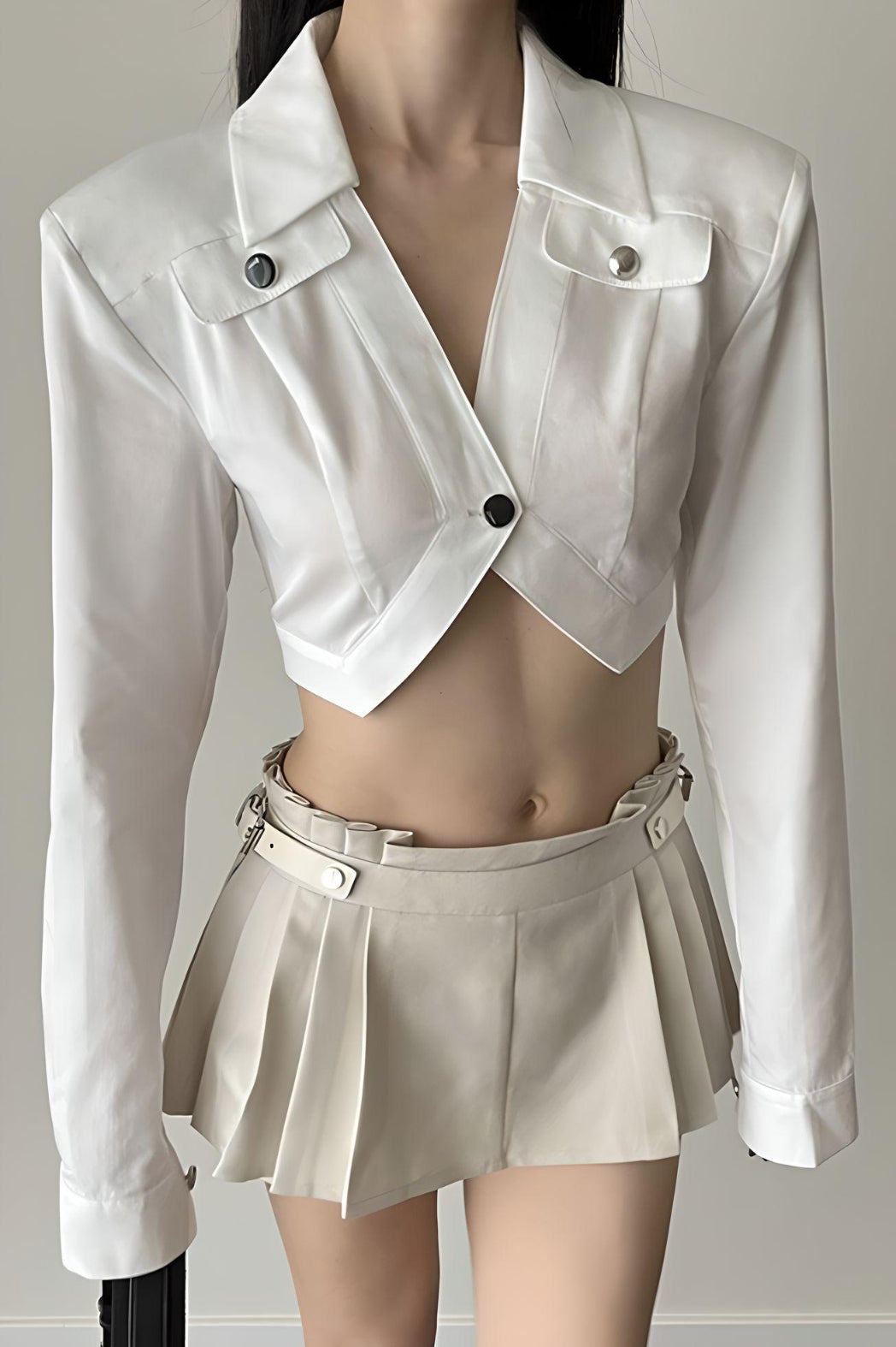 Mini Skort with Pleats - Cream