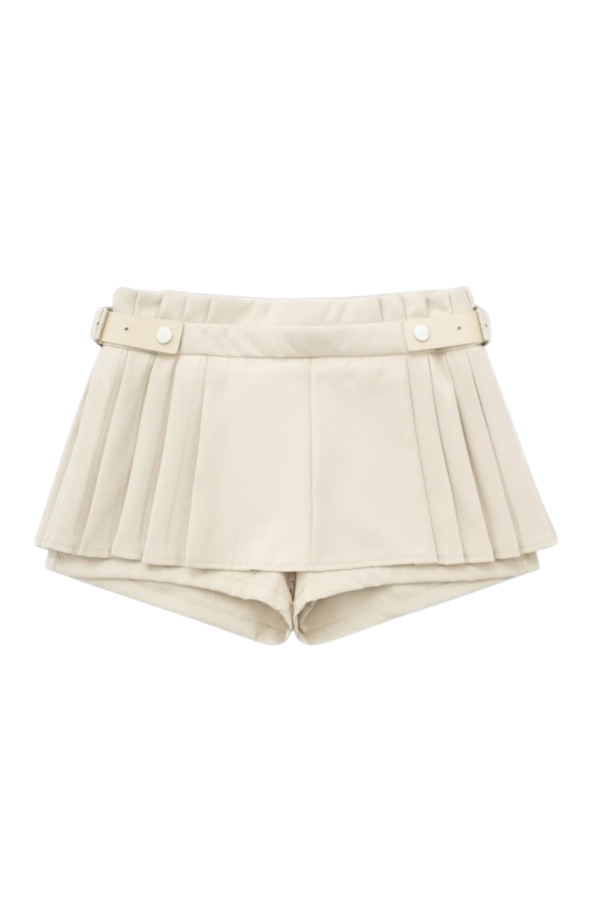 Mini Skort with Pleats - Cream