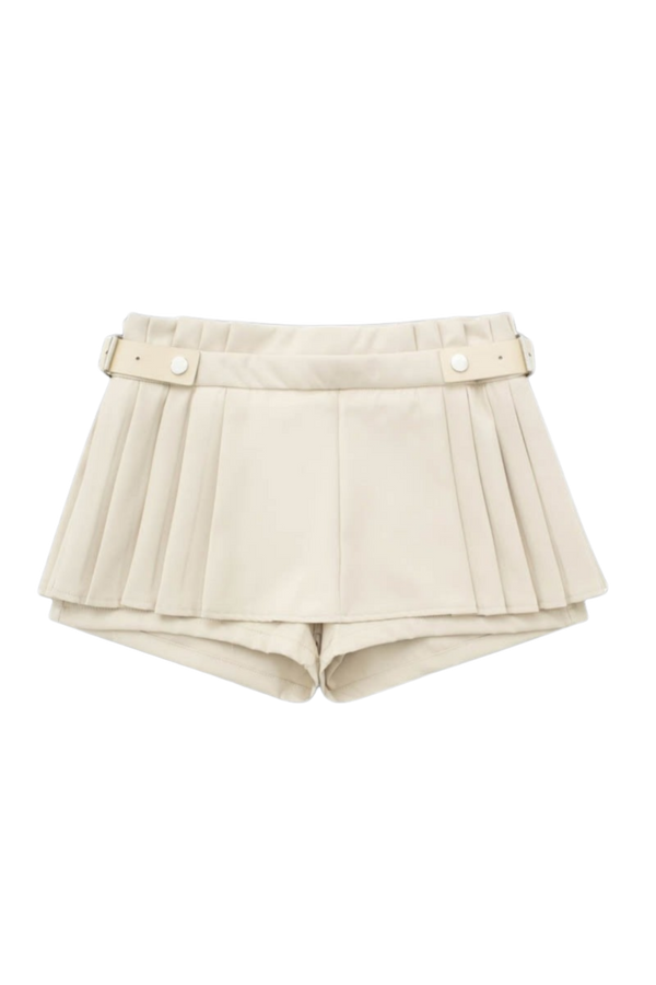 Mini Skort with Pleats - Cream