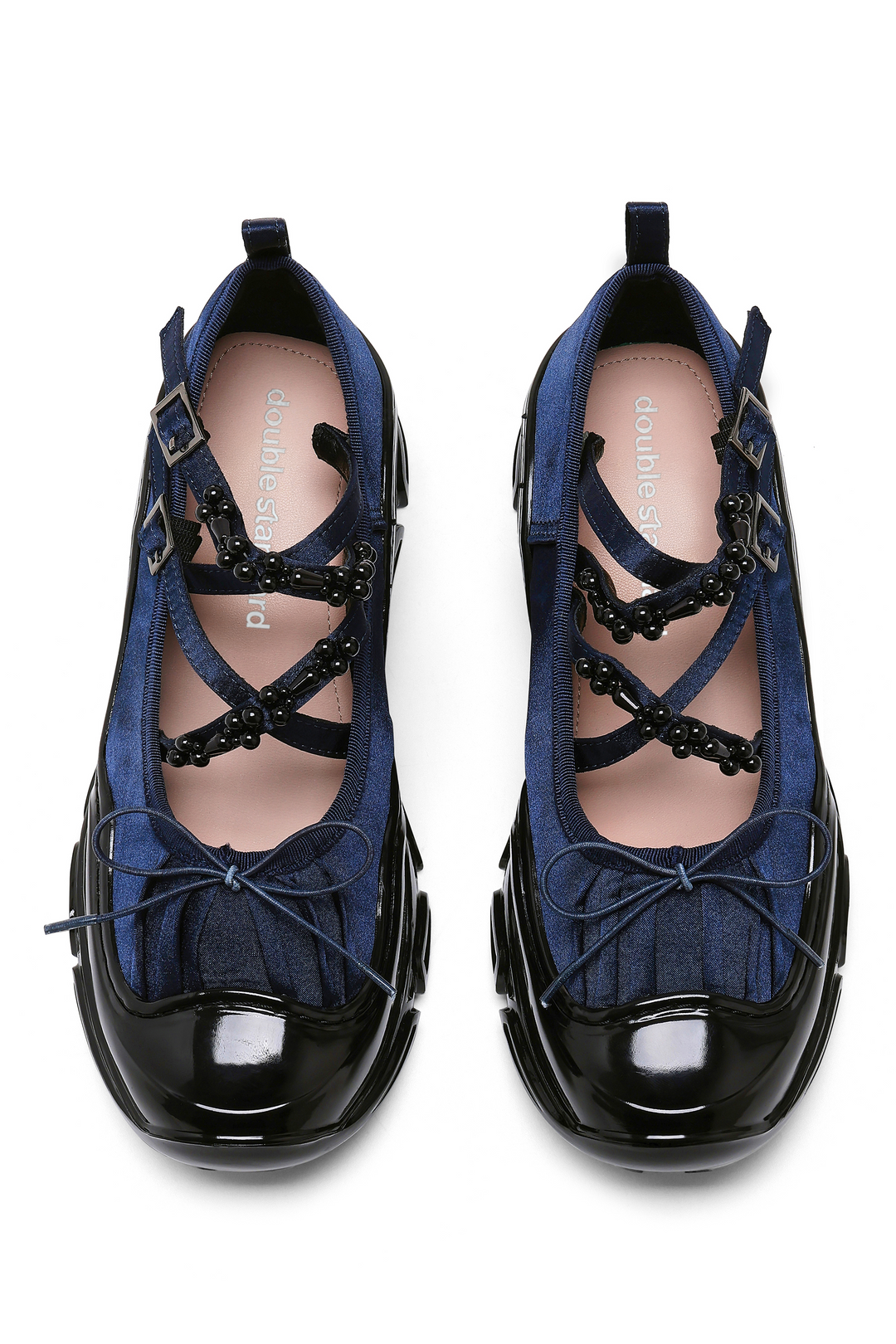 Ballet Sneakers - Navy Blue with Pearls