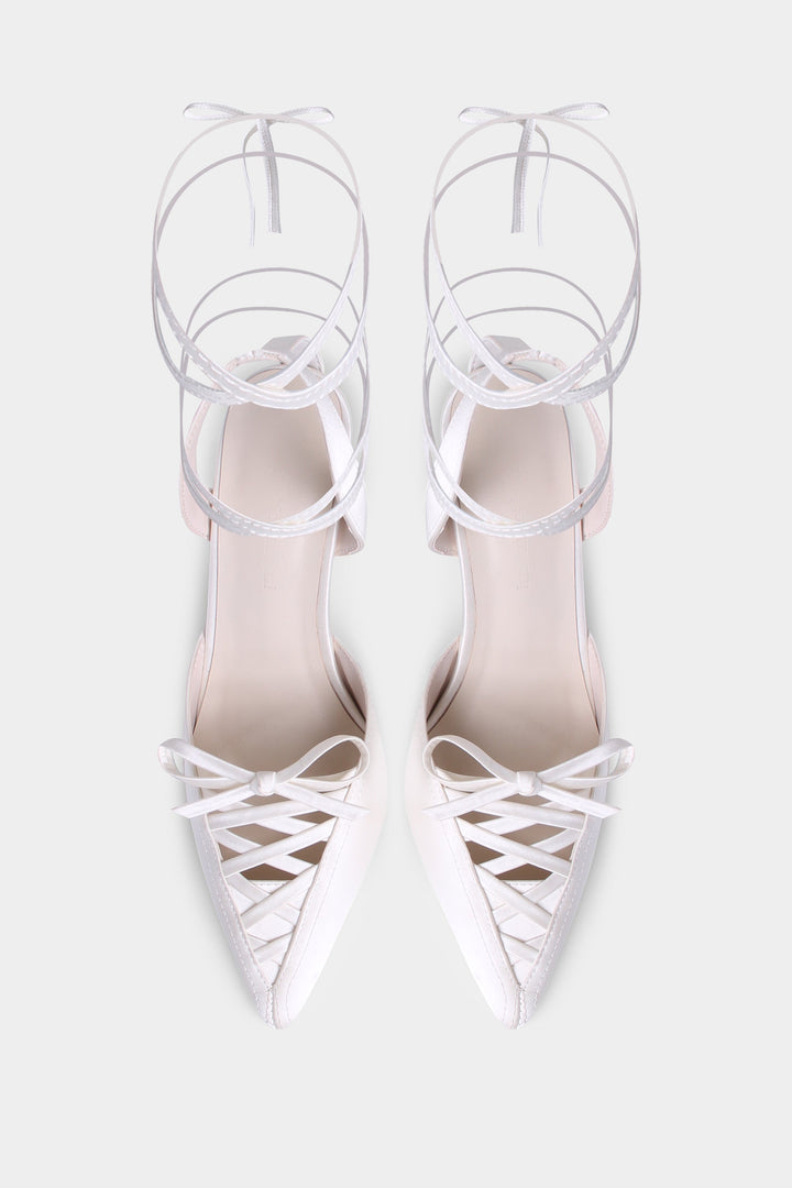 Nicki Business Slippers - White satin