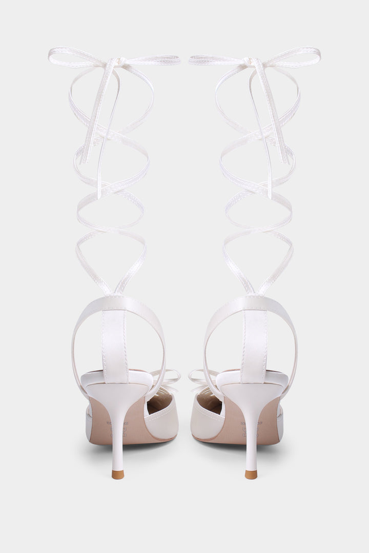 Nicki Business Slippers - White satin