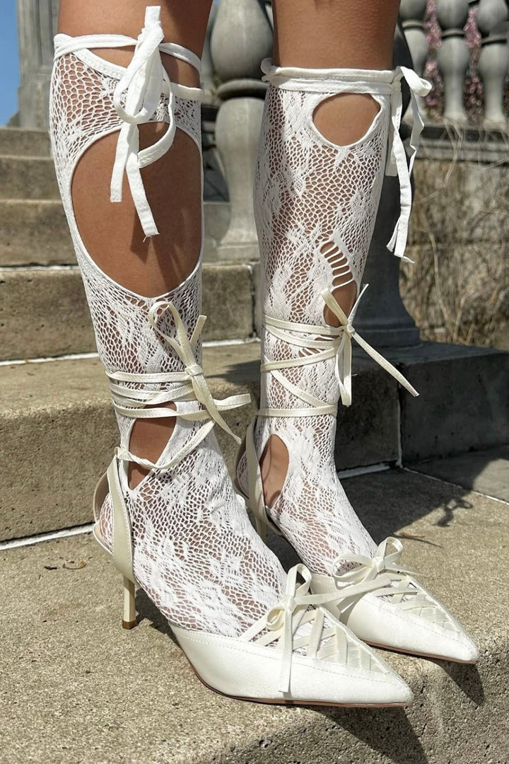 Nicki Business Slippers - White satin