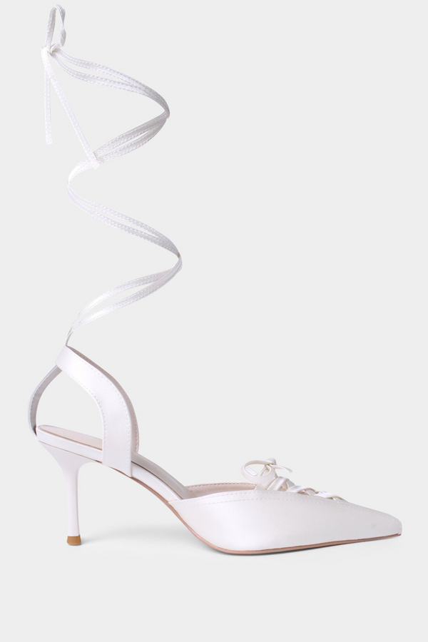 Nicki Business Slippers - White satin