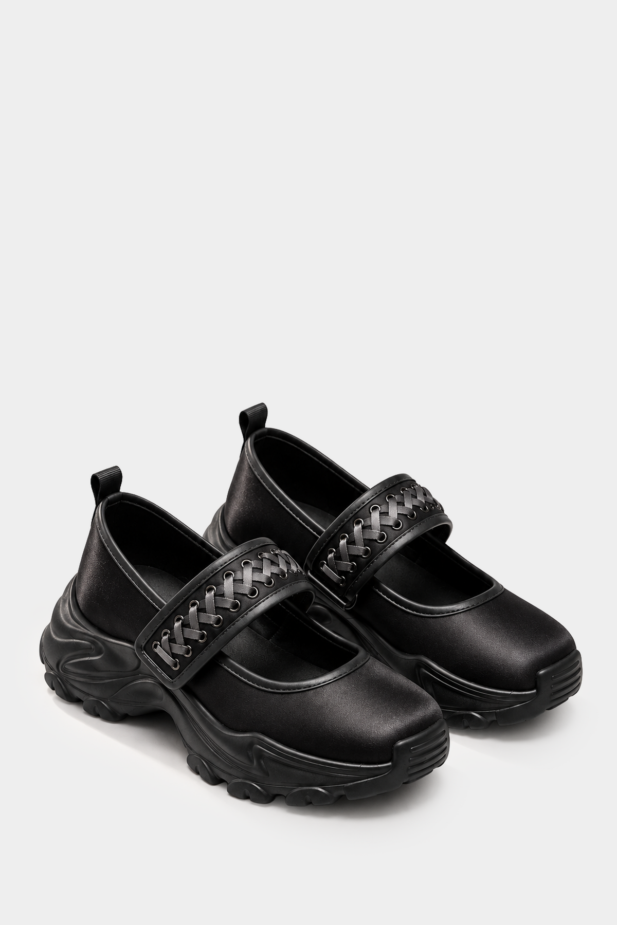 Corset Sneakers - Black Satin