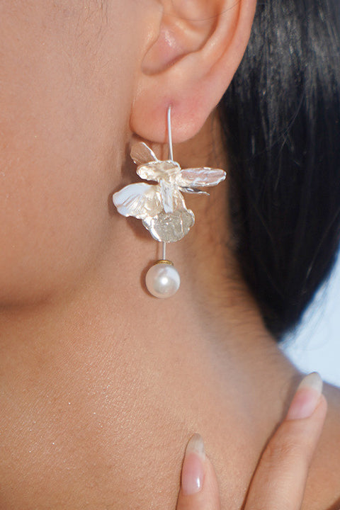 Orchid Drop Earrings - Silver