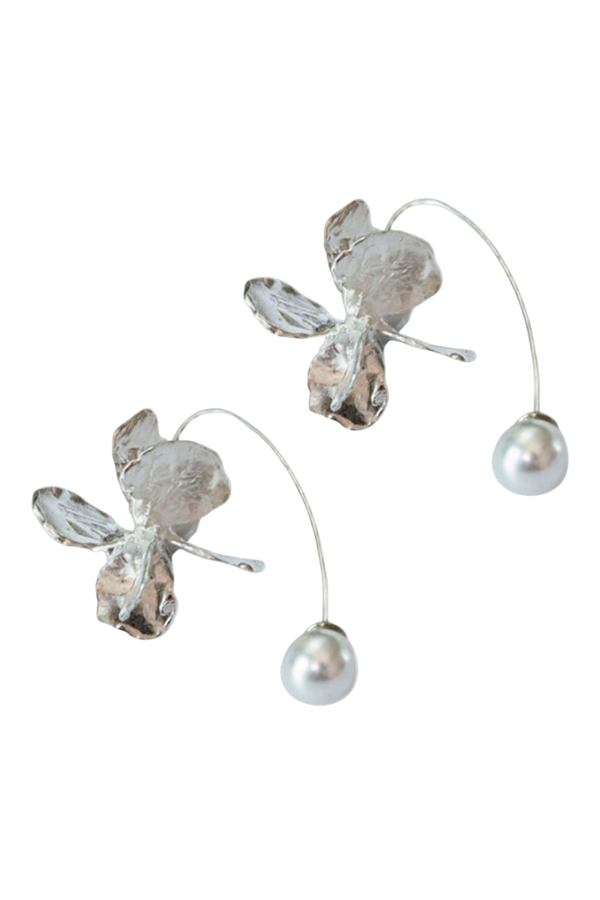 Orchid Drop Earrings - Silver