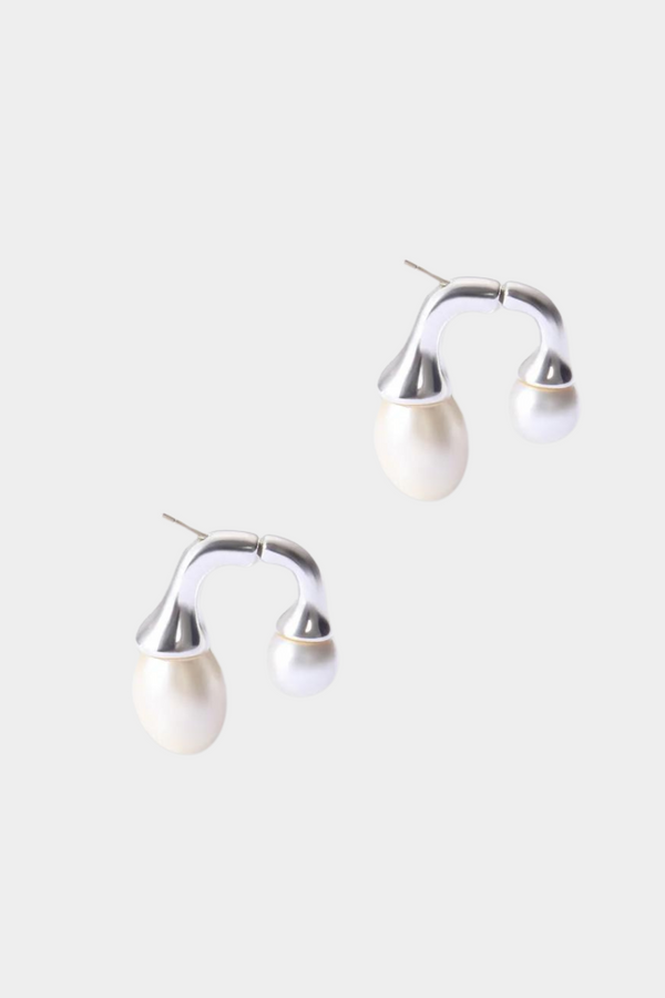 Pearl Drip Earrings - Silver