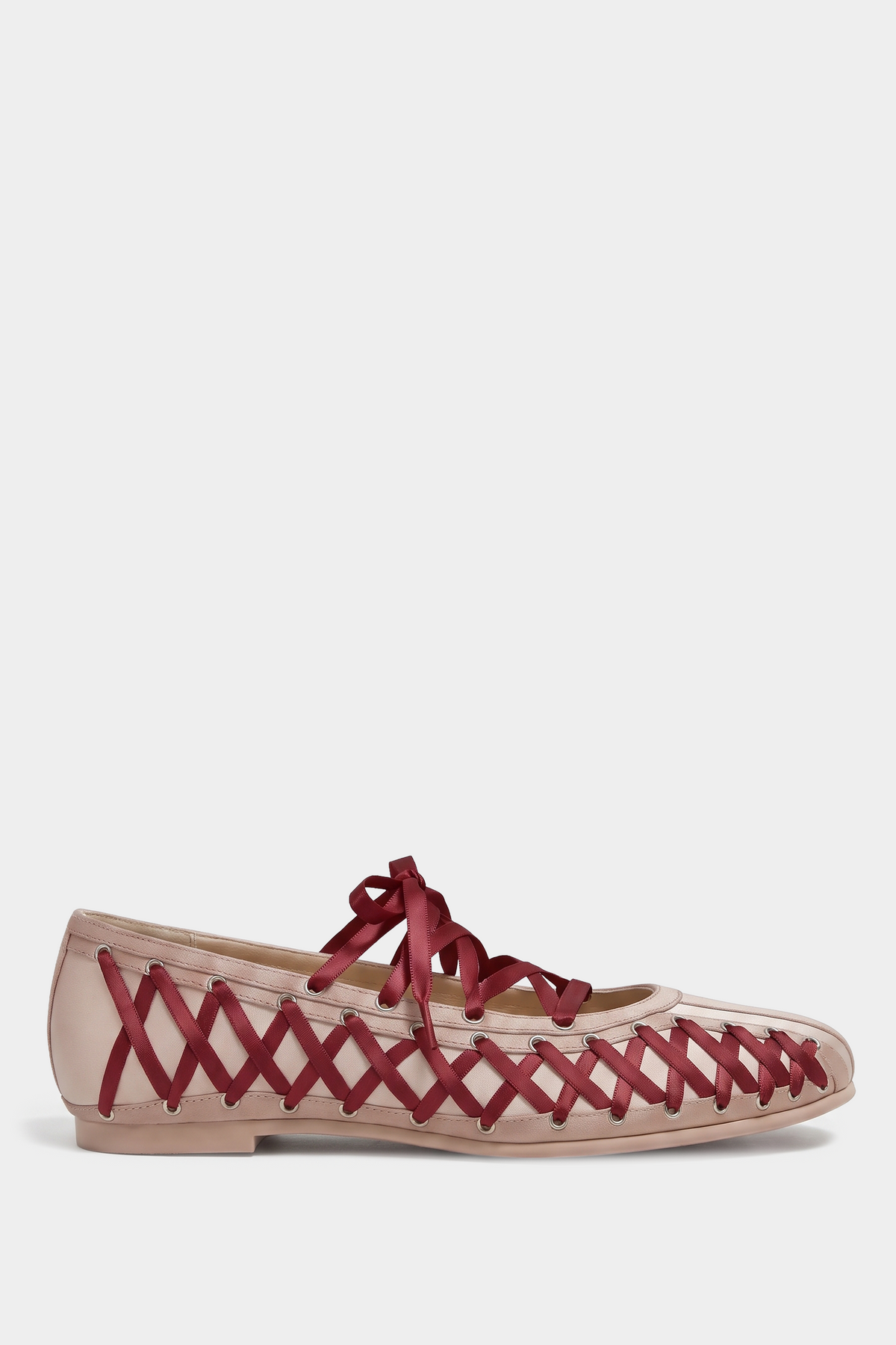 Ultra Lace Flats - Nude/Wine Red
