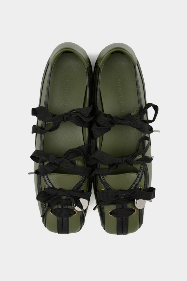 Play Ball Flats - Olive & Black