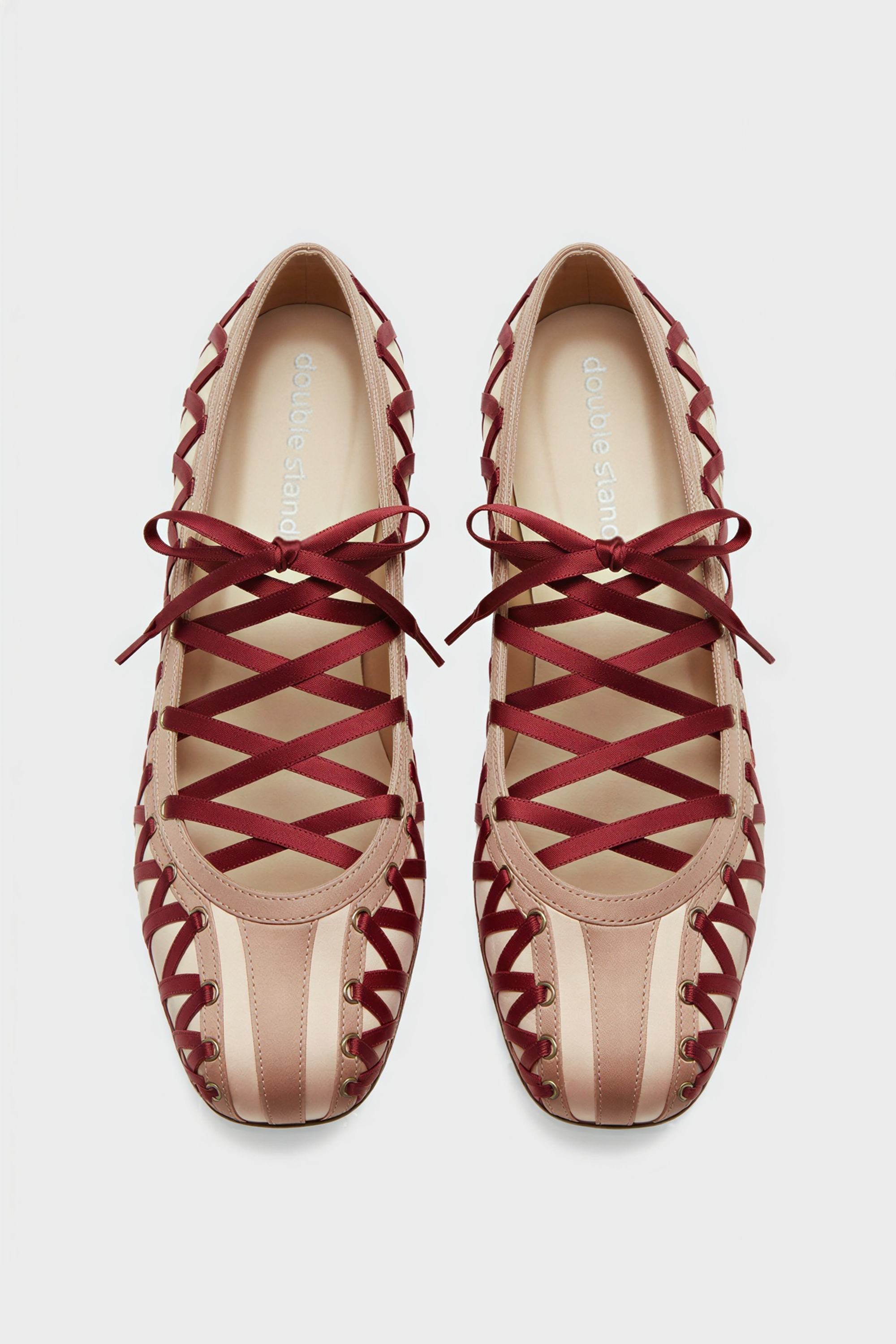Ultra Lace Flats - Nude/Wine Red