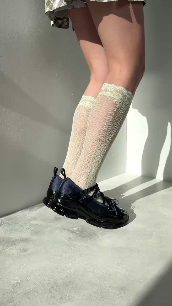 Ballet Sneakers - Navy Blue with Pearls